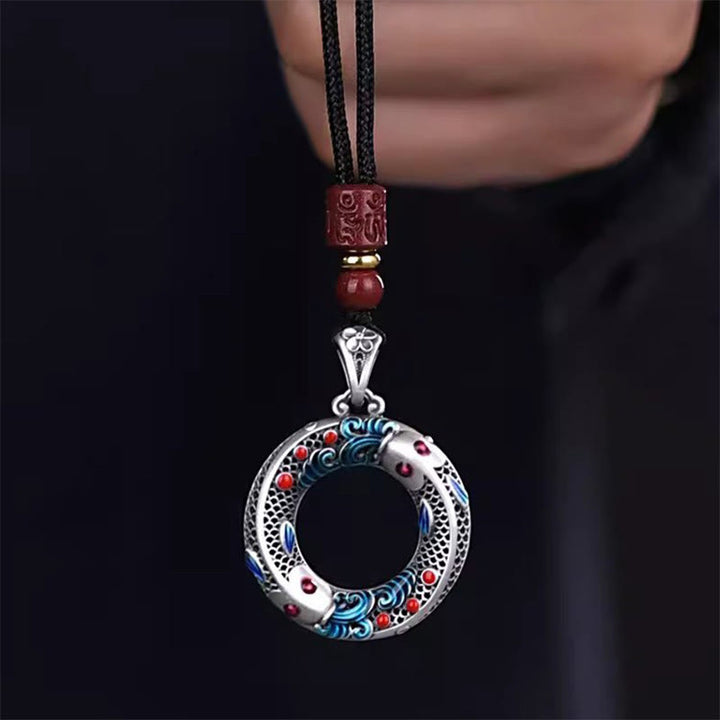 Buddha Stones Koi Fish Peace Buckle Rame Ricchezza Fortuna Collana Pendente
