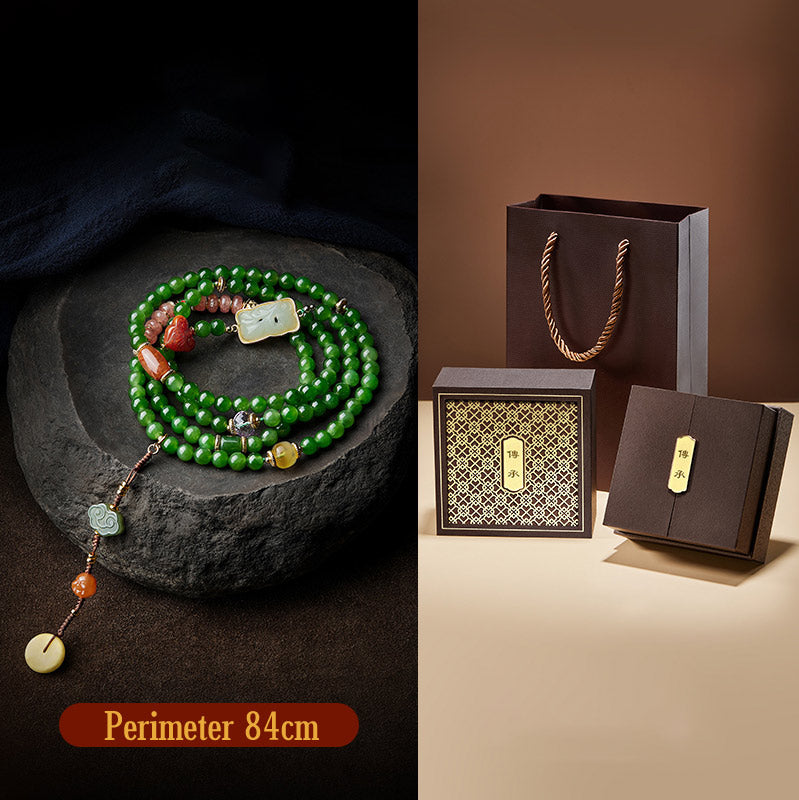 Buddha Stones 108 Mala Beads Ciano Giada Agata Rossa Braccialetto della Fortuna del Buddha che Ride - image 19