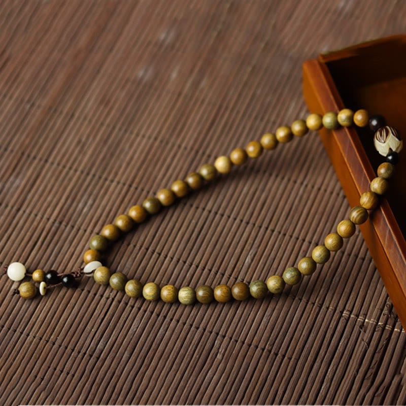 Braccialetto a doppio giro rilassante Buddha Stones Sandalo verde Bodhi Seed Lotus