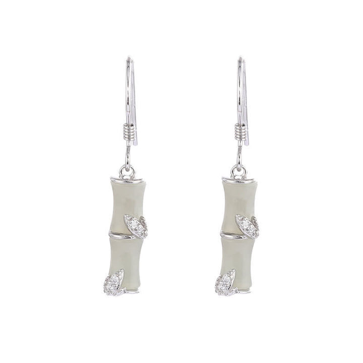 Orecchini pendenti in argento sterling 925 con giada di Hetian, crisoberillo, occhio di gatto, agata rossa, bambù e fortuna - Argento - Giada di Hetian (Prosperità♥Abbondanza) - image 7
