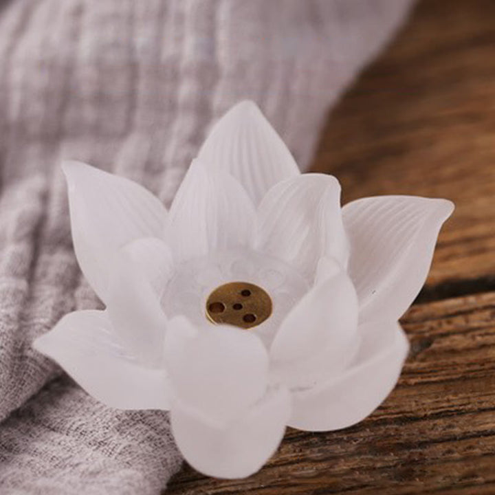 Buddha Stones Mini Lotus Liuli Cristallo Guarigione Meditazione Bastoncino Bruciatore di Incenso