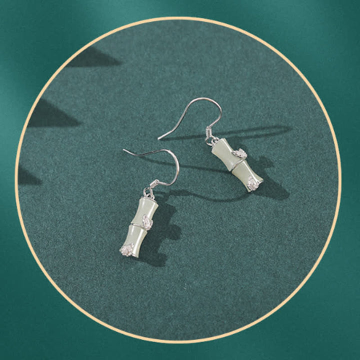 Orecchini pendenti in argento sterling 925 con giada di Hetian, crisoberillo, occhio di gatto, agata rossa, bambù e fortuna - image 9