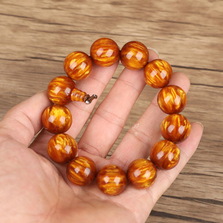 Buddha Stones Golden Sea Willow Braccialetto Mala Successo Positivo