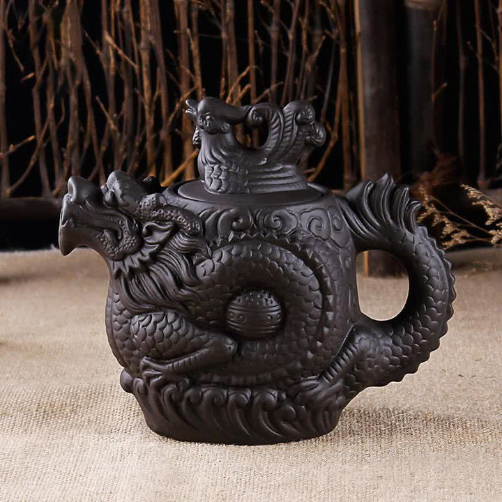 Teiera in ceramica vintage Dragon Phoenix