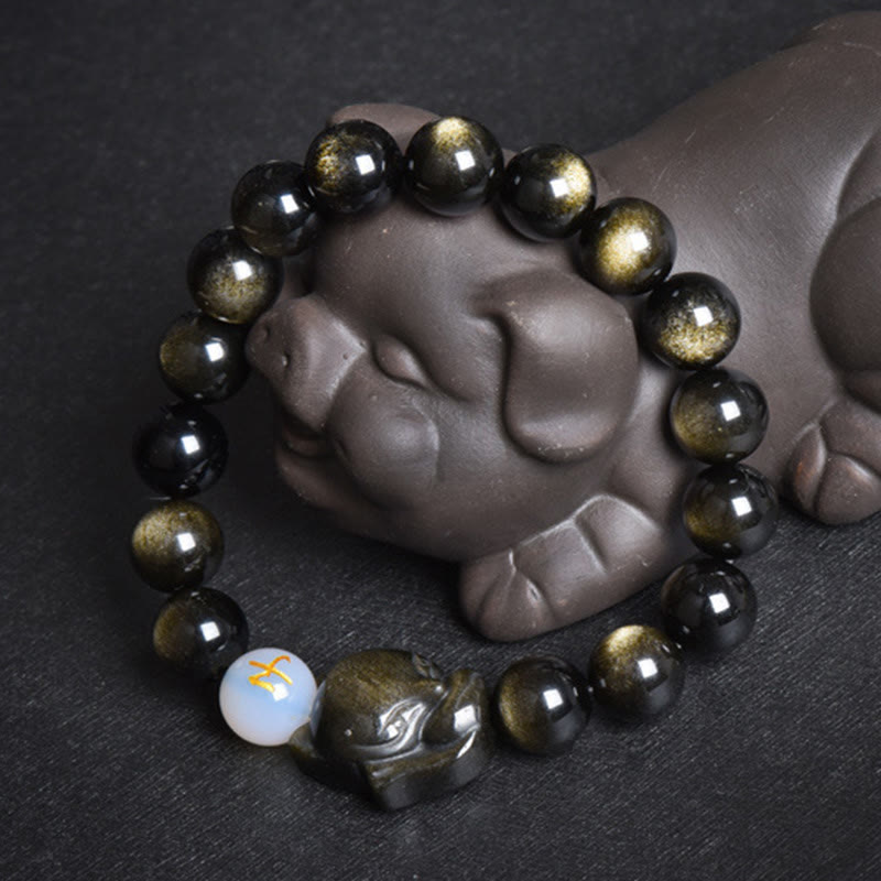 Buddha Stones Ossidiana naturale arcobaleno Ossidiana lucente oro Ossidiana lucente argento Ossidiana volpe braccialetto curativo