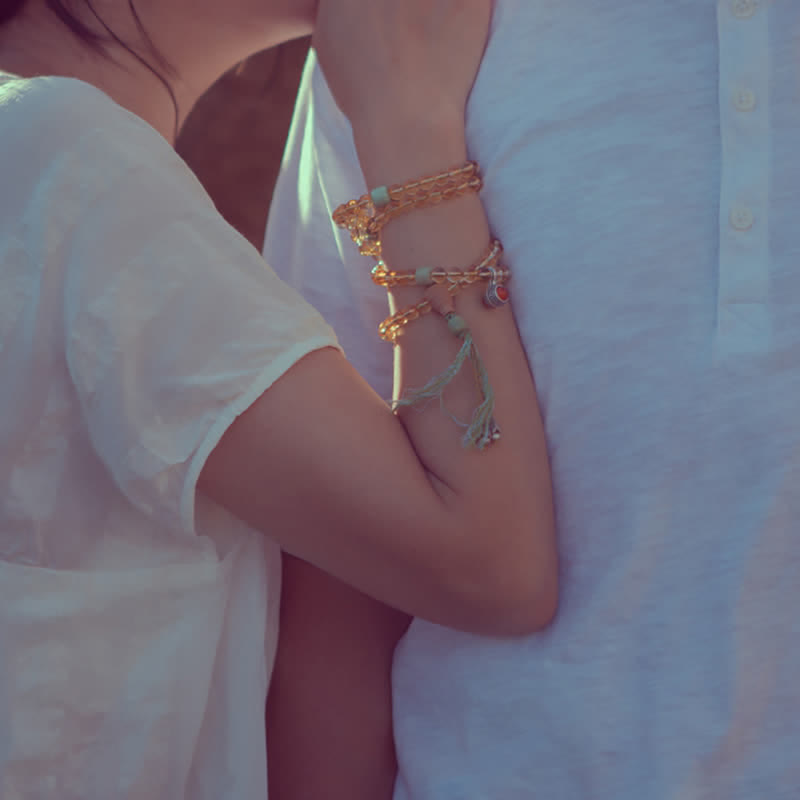 Buddha Stones 108 Mala Beads 925 Sterling Silver Citrino Sandalo Turchese Protezione Bracciale Prosperità - image 9