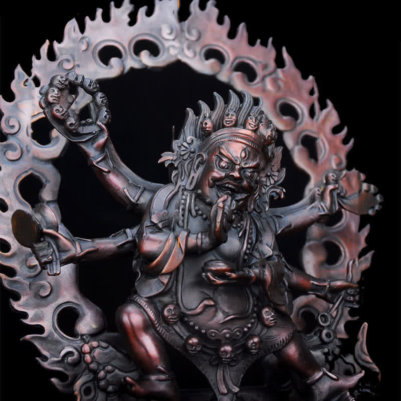 Tibet Mahakala Bodhisattva Figurina Compassione Statua in Rame Decorazione