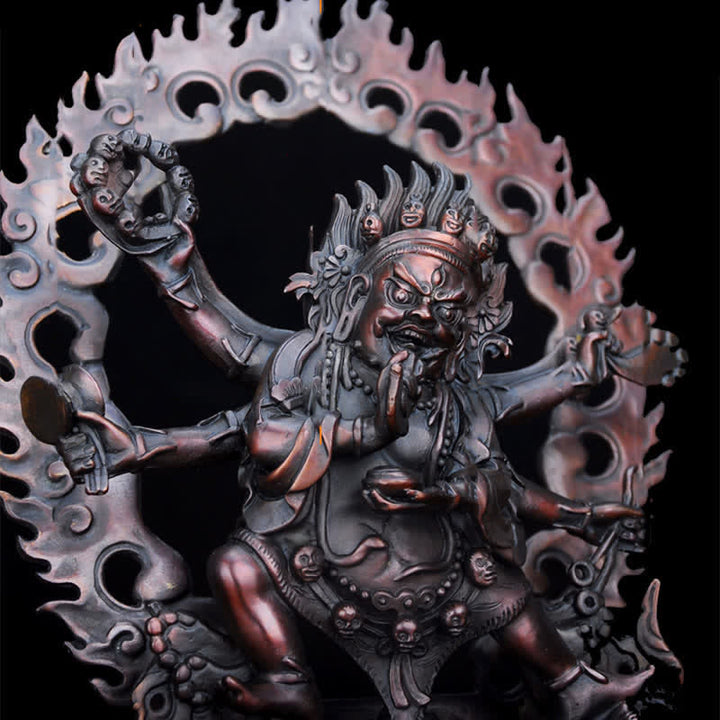 Tibet Mahakala Bodhisattva Figurina Compassione Statua in Rame Decorazione