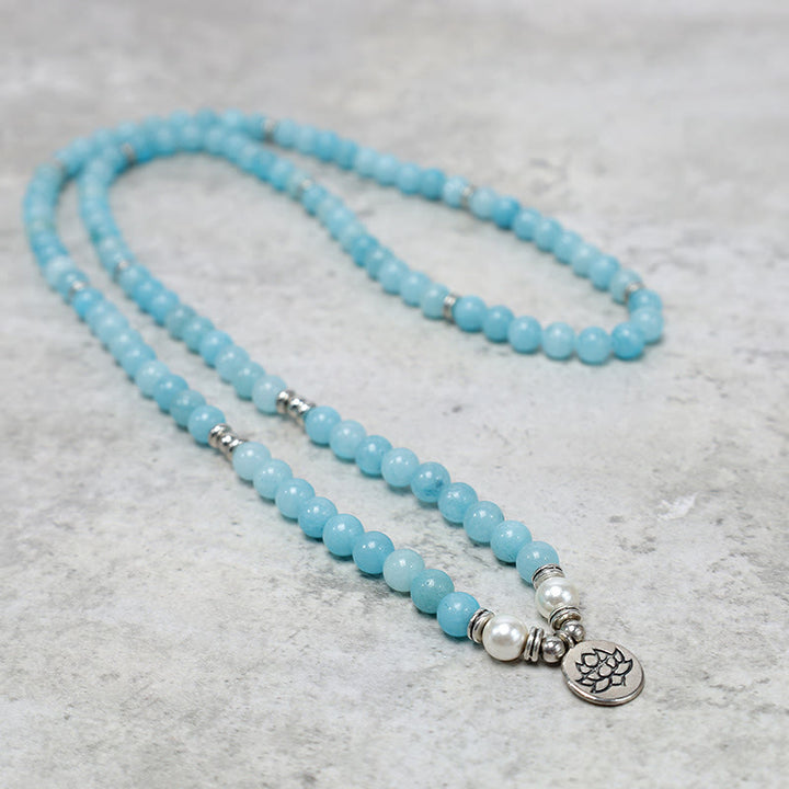 Braccialetto Mala di loto con pietra di amazzonite naturale Buddha Stones