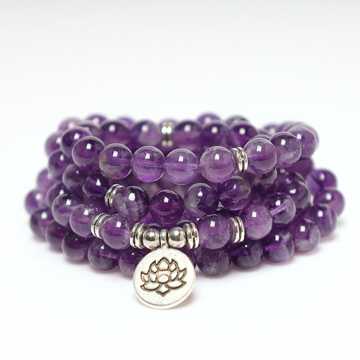 Bracciale Mala di purificazione in ametista naturale Buddha Stones