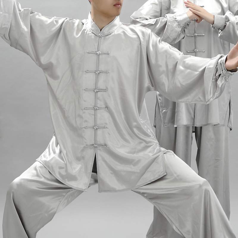 Buddha Stones Modello semplice Meditazione Preghiera Spirituale Zen Tai Chi Qigong Pratica Set di abbigliamento unisex - Grigio chiaro - 3XL- ADATTO PER USA/UK/AU/UE - 2XL - image 15
