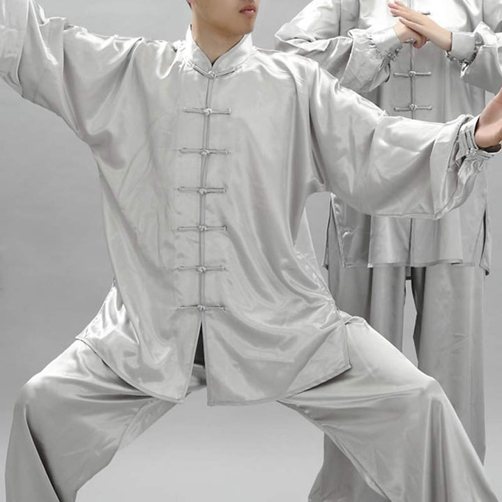 Buddha Stones Modello semplice Meditazione Preghiera Spirituale Zen Tai Chi Qigong Pratica Set di abbigliamento unisex - Grigio chiaro - 3XL- ADATTO PER USA/UK/AU/UE - 2XL - image 15