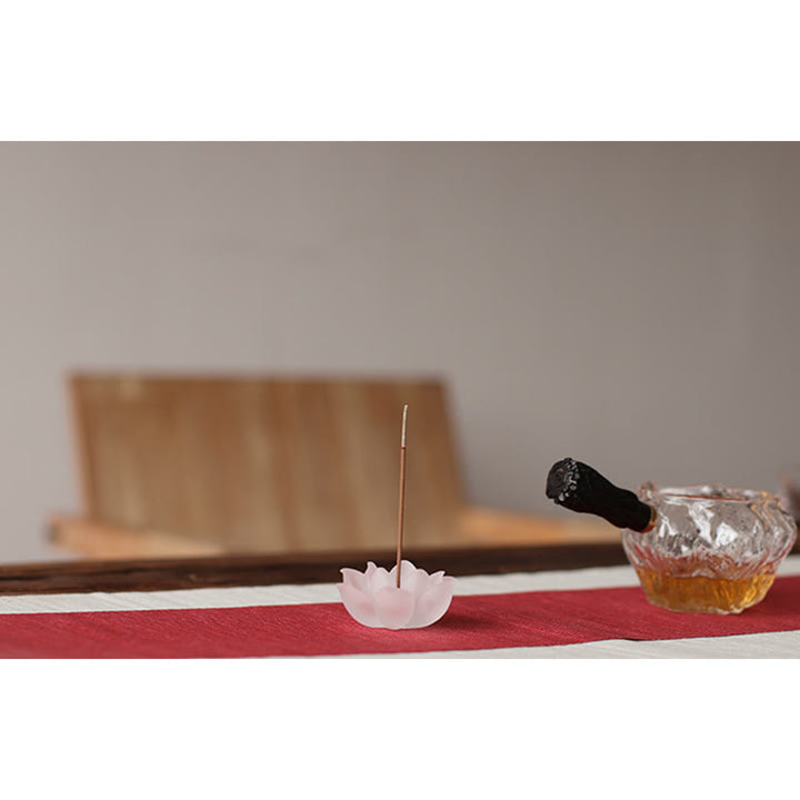 Buddha Stones Mini Lotus Liuli Cristallo Guarigione Meditazione Bastoncino Bruciatore di Incenso