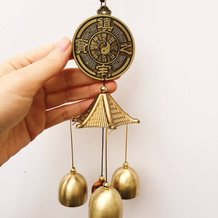 Buddha Stones Benedizione Lettera Elefante Bagua Moneta di Buon Auspicio Appeso al Muro Campanello Campana Decorazione per la Casa Fatta a Mano