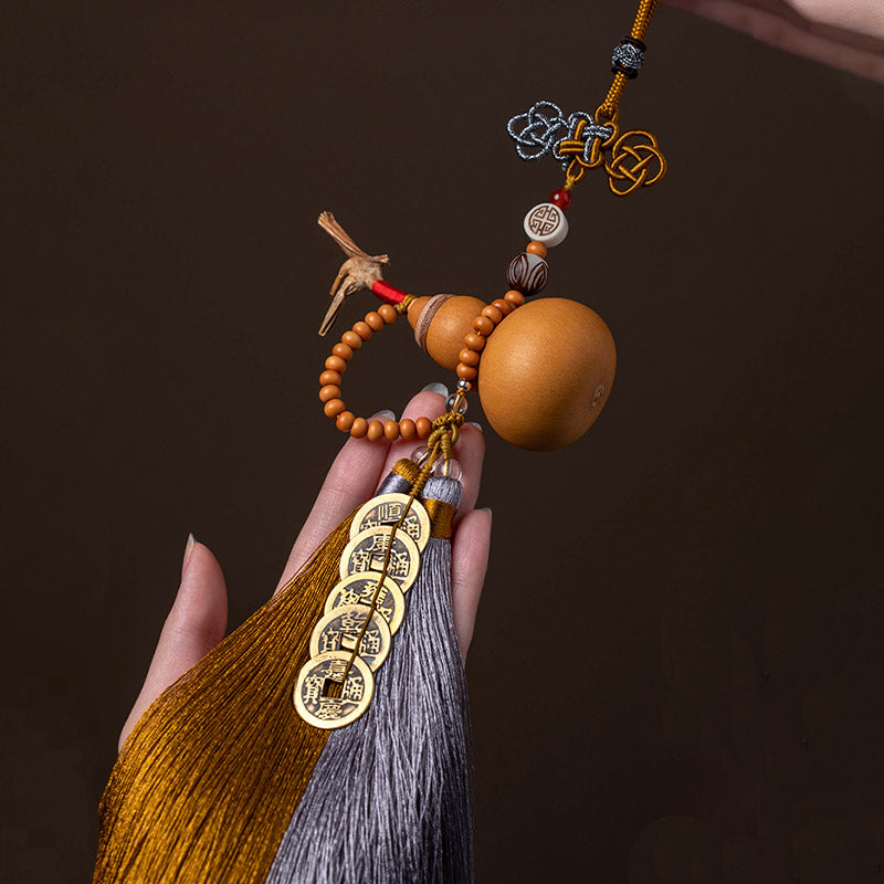 Buddha Stones Monete Feng Shui Zucca Nodo cinese Monete fortunate Cinque imperatori Denaro Ricchezza Nappe Decorazione