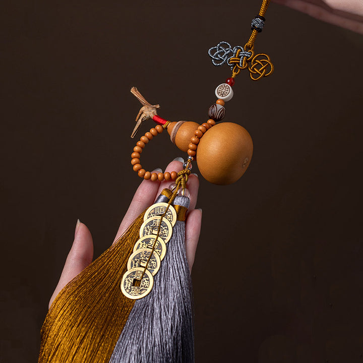 Buddha Stones Monete Feng Shui Zucca Nodo cinese Monete fortunate Cinque imperatori Denaro Ricchezza Nappe Decorazione