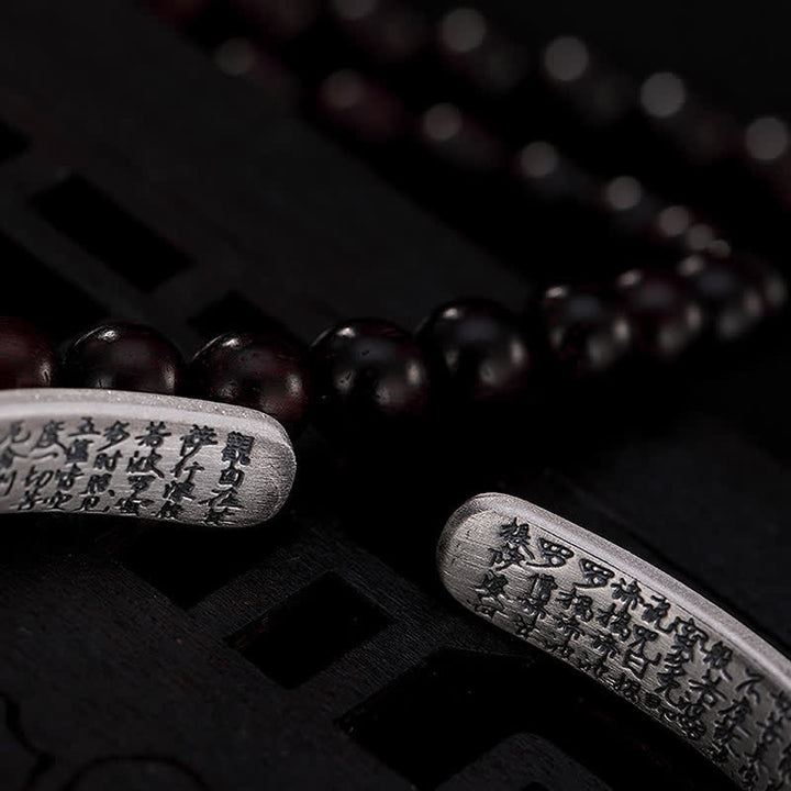 Buddha Stones 999 Sterling Silver Sei Vere Parole Cuore Sutra Protezione Bracciale Braccialetto