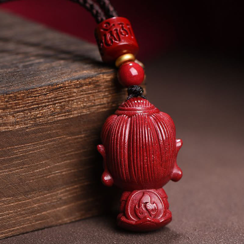 Buddha Stones Zodiaco cinese Buddha natale Cinabro naturale Amuleto Tieni lontani gli spiriti maligni Collana pendente