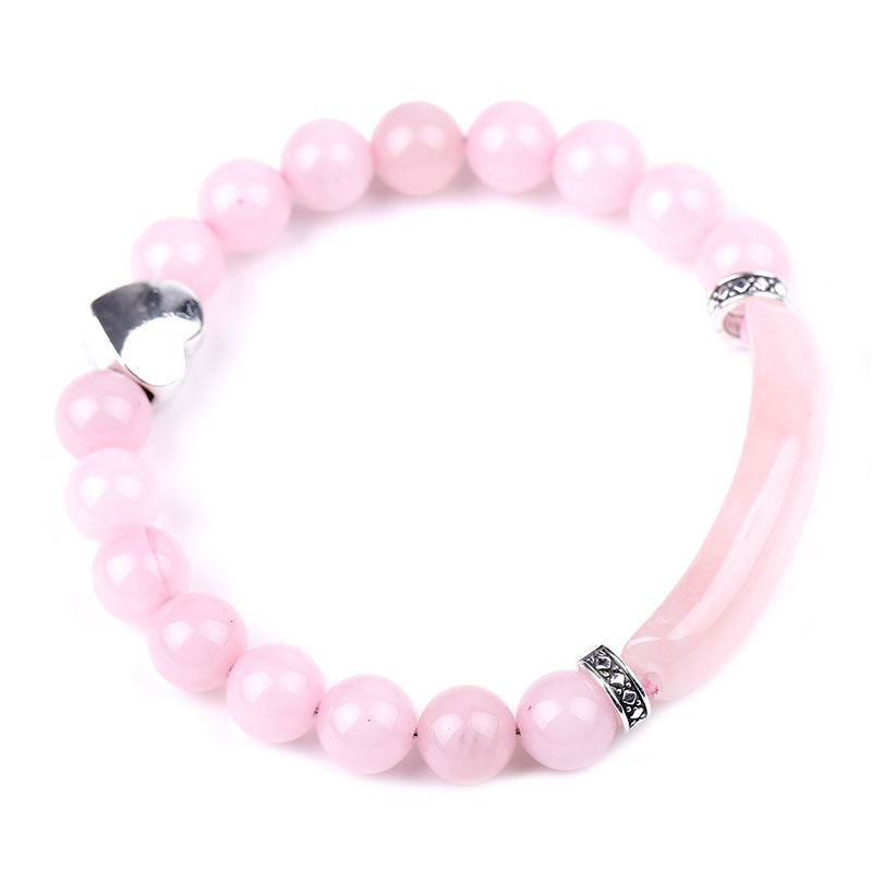 Bracciale unisex a forma di cuore con perline di cristallo naturale