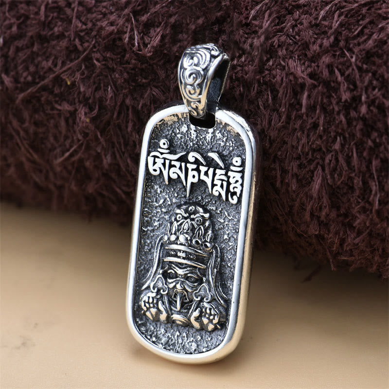Buddha Stones 925 Sterling Silver Zakiram Dea della Ricchezza Om Mani Padme Hum Collana Pendente della Pace