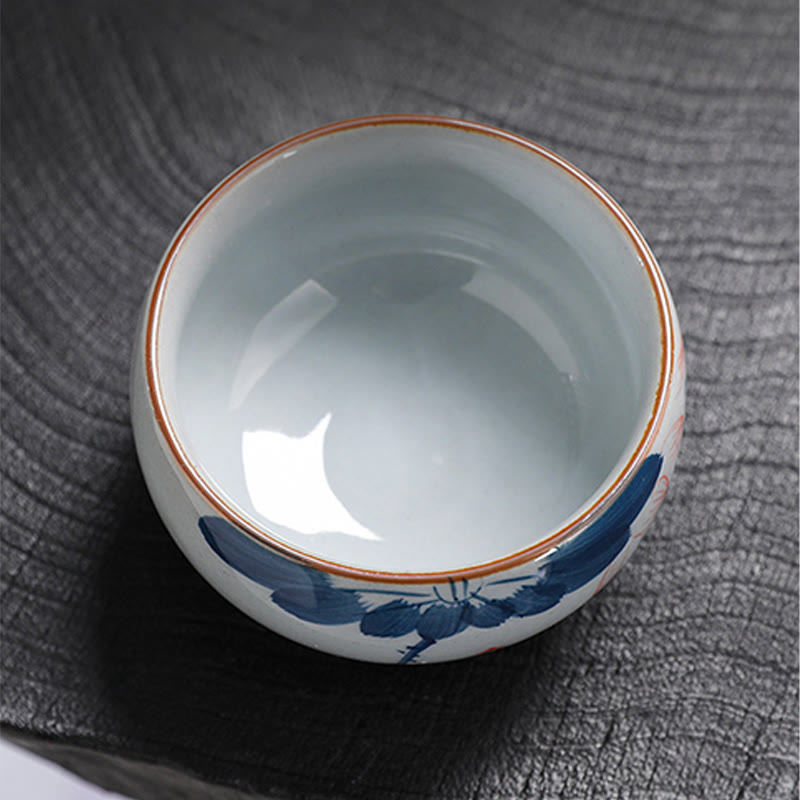 Buddha Stones Fiore di Loto Foglia di Bambù Tazza da Tè in Ceramica Tazze da Tè Kung Fu