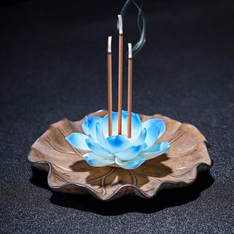 Buddha Stones, bruciatore di incenso tibetano con benedizione del loto, decorazione