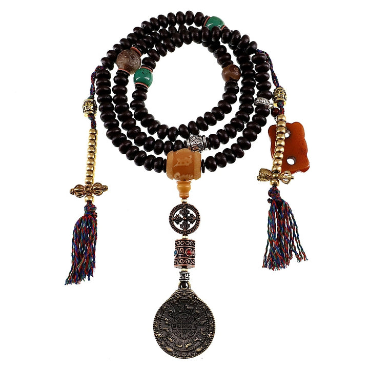 Buddha Stones Tibet 108 Mala Beads Viola Bodhi Seed Bagua Vajra Braccialetto di Auspicio
