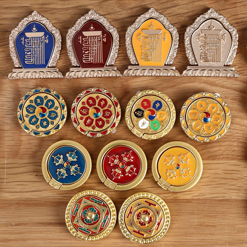 Supporto per anello per telefono con simbolo della pace tibetano Om Mani Padme Hum, decorazioni universali per telefono - image 1