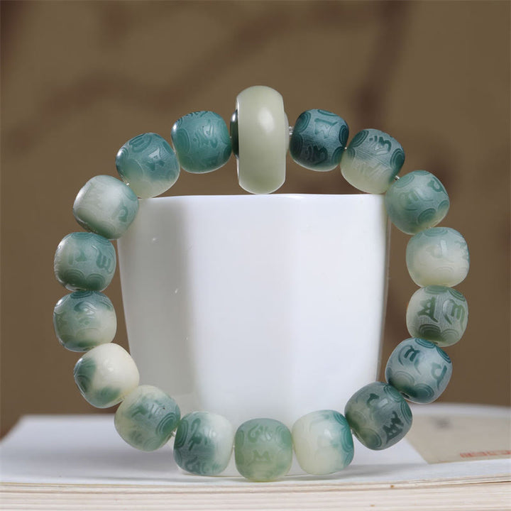 Braccialetto Buddha Stones Bodhi Seed Om Mani Padme Hum inciso per tenere lontani gli spiriti maligni