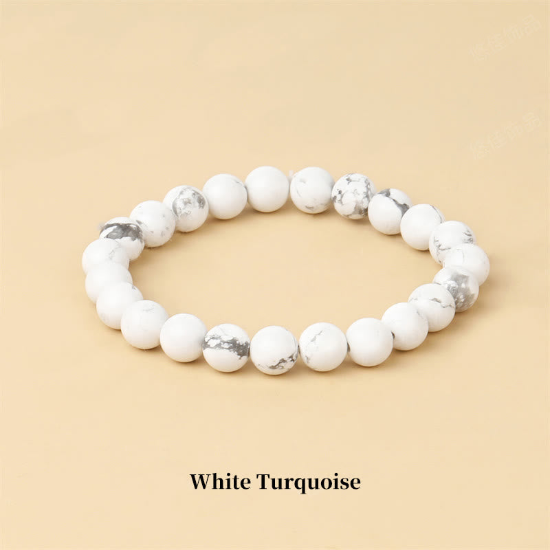 Braccialetto di perle curative in quarzo naturale Buddha Stones - 8 millimetri - Turchese bianco - image 20