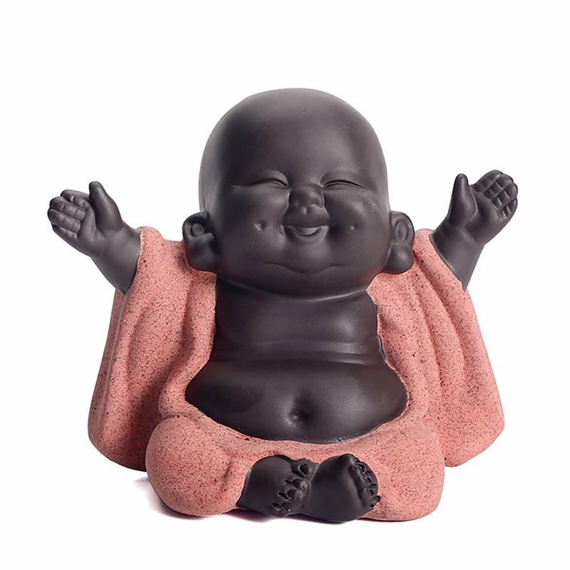 Buddha Stones Buddha sempre sorridente che ride Ricchezza Fortuna Argilla viola Statua di Maitreya Decorazione - image 8