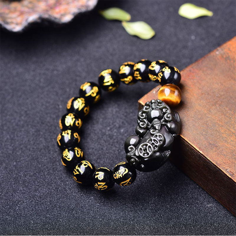 Bracciale della ricchezza in ossidiana PiXiu FengShui