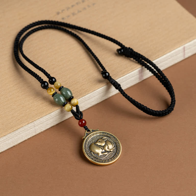 Collana con ciondolo di 12 segni zodiacali cinesi, benedizione, ricchezza e fortuna - Ratto - image 4