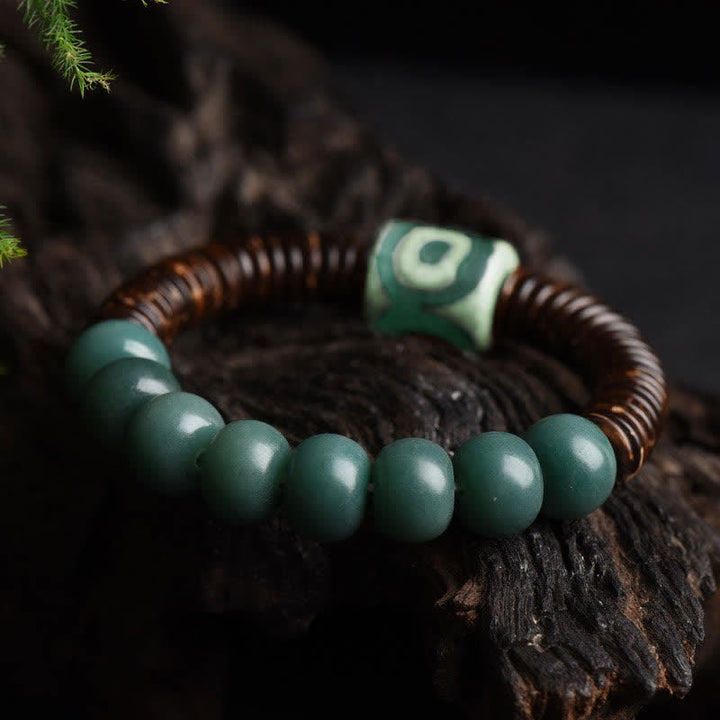 Braccialetto tibetano Bodhi Cyan Seed Dzi Bead Coconut Shell Keep Away Evil Spirits