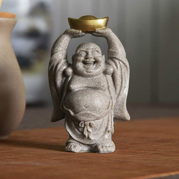 Buddha Stones Statua in resina del Buddha che ride Benedizione Decorazione per la casa - 6,5*4,5*11 cm - image 0
