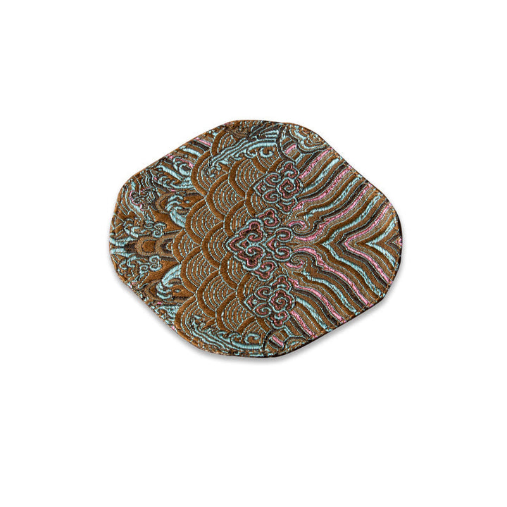 Buddha Stones Sea Wave Bamboo Plum Blossom Broccato Ricamo Sottobicchiere per tazza da tè Kung Fu Tappetino da tè
