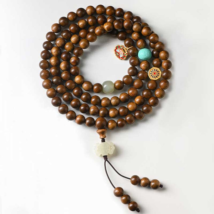 Braccialetto di protezione e calma in palissandro tibetano Buddha Stones Mala