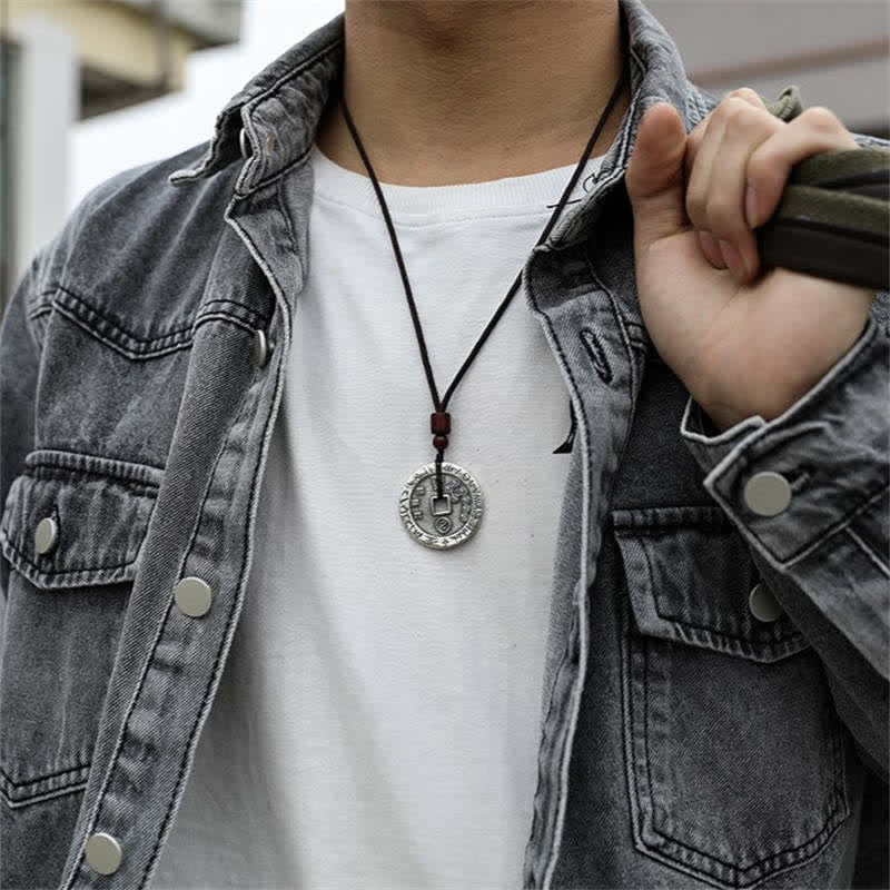 Buddha Stones Bagua Yin Yang Moneta di rame Stella Equilibrio Energia Collana Pendente - image 2