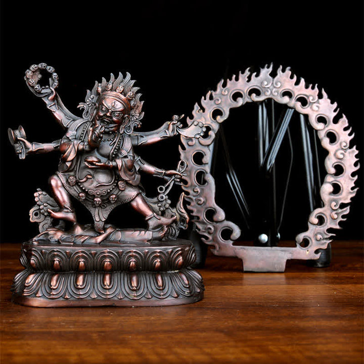 Tibet Mahakala Bodhisattva Figurina Compassione Statua in Rame Decorazione