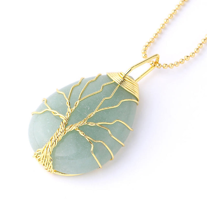 Buddha Stones Cristallo di quarzo naturale Albero della vita Collana con ciondolo energetico curativo - Albero d'oro di avventurina verde - image 30