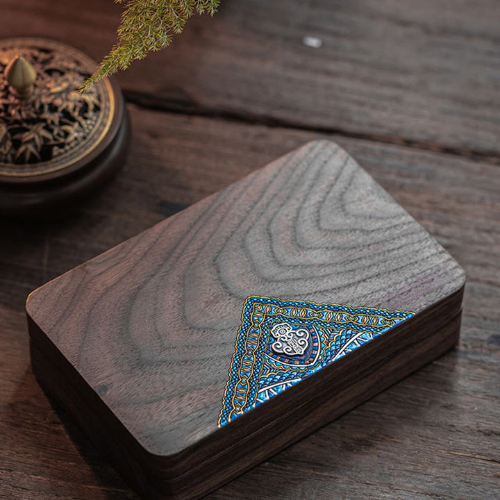 Scatola portagioie in legno di noce nero fatta a mano, vintage, scatola regalo in legno