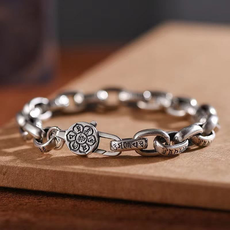 Braccialetto della saggezza inciso in rame con Buddha Stones Om Mani Padme Hum Double Dorje - 22 cm adatto per circonferenza del polso: 20-21 cm - image 0