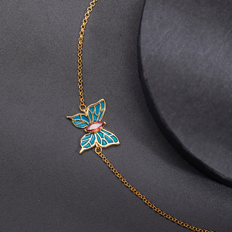 Bracciale Buddha Stones in argento sterling 925 con catena a farfalla e zirconi - image 6