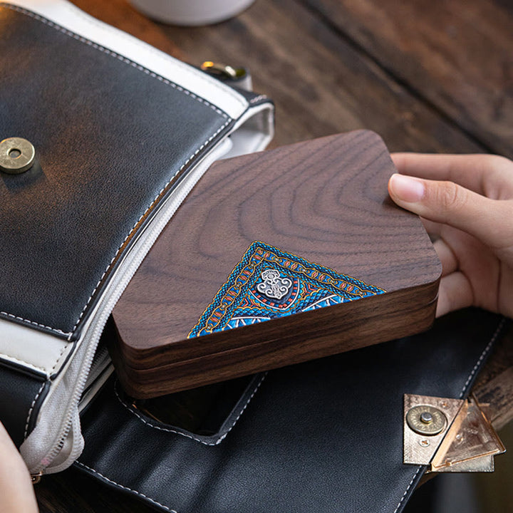 Scatola portagioie in legno di noce nero fatta a mano, vintage, scatola regalo in legno