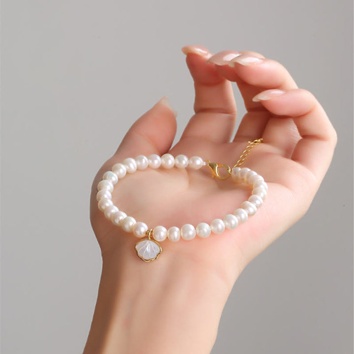 Bracciale con ciondolo in perle di cristallo naturale placcato oro 14K Buddha Stones