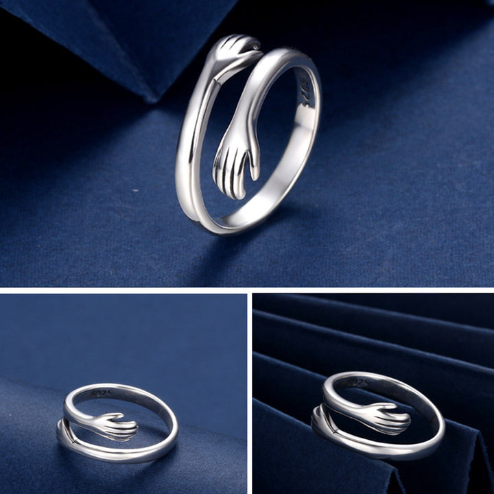 Anello per il pollice con abbraccio d'amore in argento sterling 925 Buddha Stones