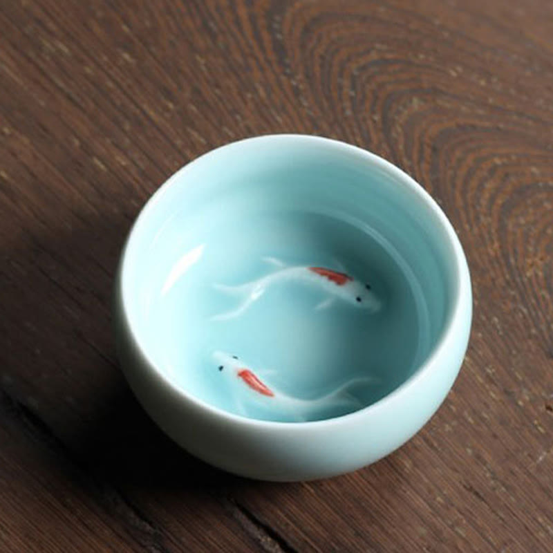 Buddha Stones Koi Fish colorato Tazza da tè in ceramica Kung Fu Tazza da tè Ciotola