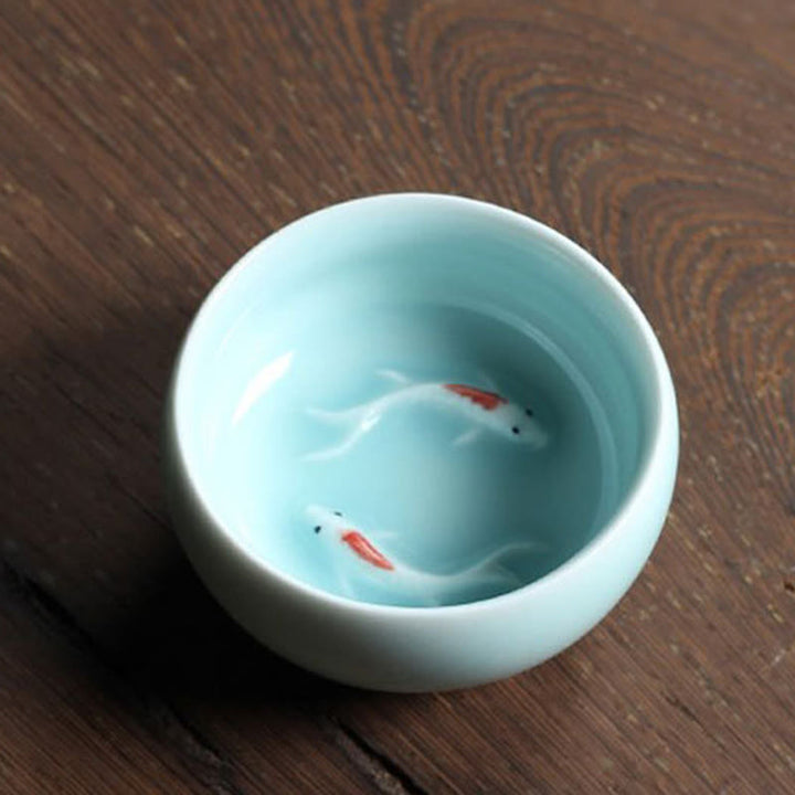 Buddha Stones Koi Fish colorato Tazza da tè in ceramica Kung Fu Tazza da tè Ciotola