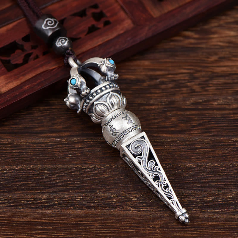 Ciondolo con collana girevole Buddha Stones tibetano Om Mani Padme Hum Dorje Vajra Design Wisdom - image 1