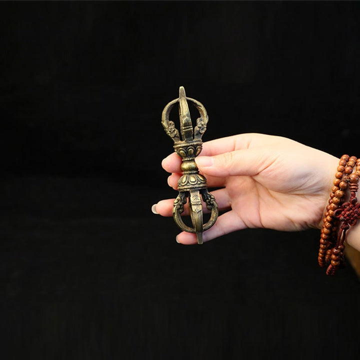 Buddha Stones fatte a mano Nepal Cinque punte Tre punte Vajra Dorje Resistenza Rame Decorazione